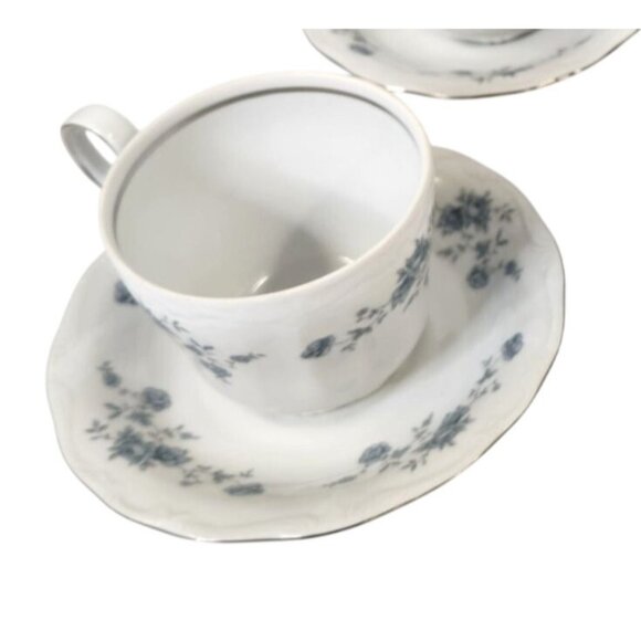 Johann Haviland Bavaria Blue Garland Fine China Set of 2 Cups and 2 Saucers Vint - Picture 6 of 9